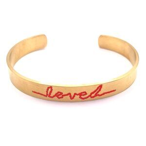 Statement Bracelet Gold Threaded Loved Message Buff bracelet